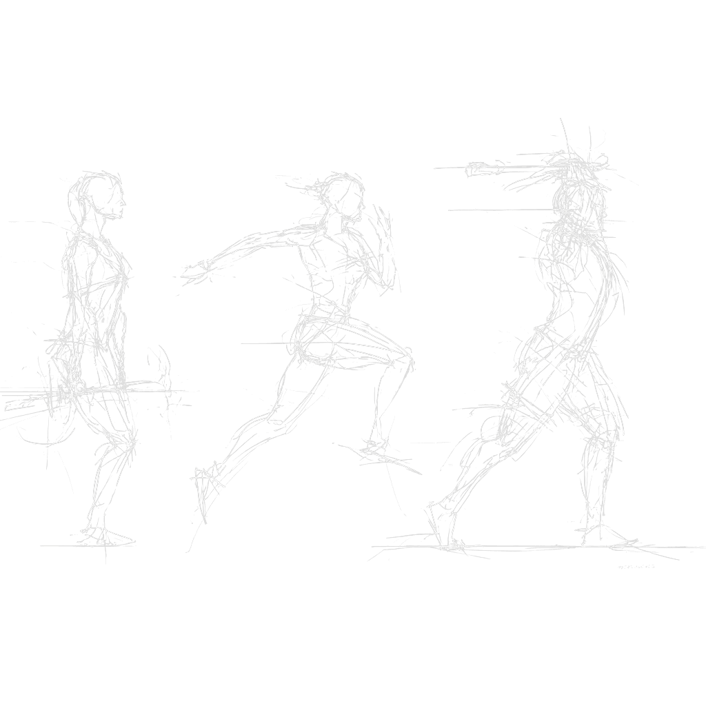 Three sketched figures